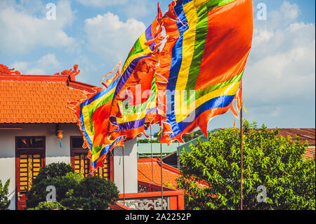 Bandiere tradizionali del festival del Vietnam Five Elements Flag Foto Stock