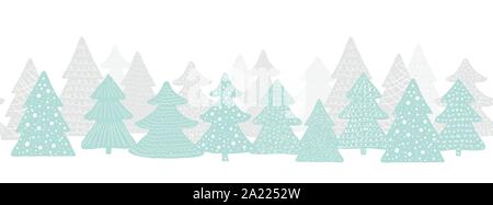 Seamless long banner con alberi di Natale. Sfondo di foresta. Scandinavian illustrazione vettoriale Illustrazione Vettoriale