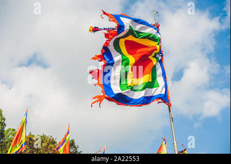 Bandiere tradizionali del festival del Vietnam Five Elements Flag Foto Stock