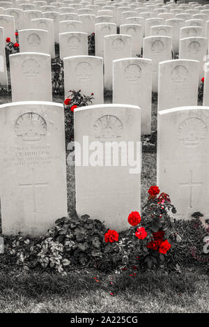 Colonne di soldati austriaci a CWGC Adelaide Cemetery-Villers Brettonneux nei pressi di Amiens Foto Stock