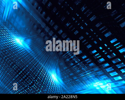 Abstract blu brillante - griglia generati digitalmente immagine Foto Stock