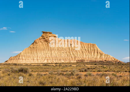 Cabezo de las Cortinillas, Bardenas Reales Desert, Navarra, Spagna Foto Stock