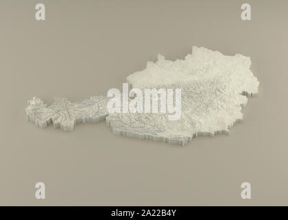 Estruso 3D carta politica dell'Austria con rilievo come la scultura in marmo di una luce sfondo beige Foto Stock