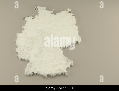 Estruso 3D Mappa politico della Germania con rilievo come la scultura in marmo di una luce sfondo beige Foto Stock