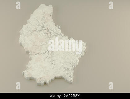 Estruso 3D Mappa politico di Lussemburgo in rilievo come la scultura in marmo di una luce sfondo beige Foto Stock
