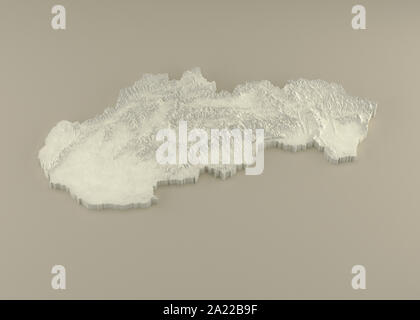 Estruso 3D carta politica della Slovacchia con rilievo come la scultura in marmo di una luce sfondo beige Foto Stock