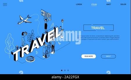 Agenzia di viaggio concettuale di landing page template vettoriale Illustrazione Vettoriale