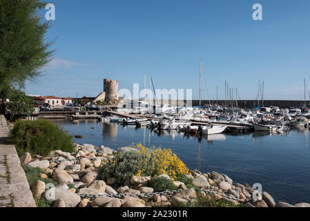 Nel porto di Marciana Marina, Torre Pisana (torre pisana) Foto Stock