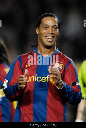 Estadio Camp Nou Barcelona Spagna, 24.02.2008 Football: Spagnolo Primera Division, FC Barcellona (BCN) vs UD Levante (LVN) 5:1, RONALDINHO (BCN) Foto Stock