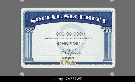 American Social Security Card riempito generico SSN 32 megapixel Foto Stock