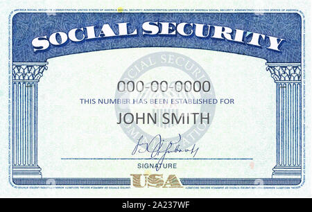 American Social Security Card riempito generico SSN Foto Stock