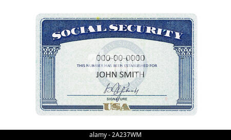 American Social Security Card riempito generico SSN 32 megapixel Foto Stock