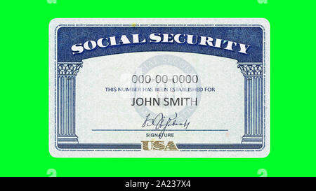 American Social Security Card riempito generico SSN 32 megapixel Foto Stock