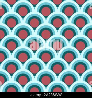 Colorfull seamless pattern with scale circle one inside one. Thematic color palette for events or seasons. Illustrazione Vettoriale