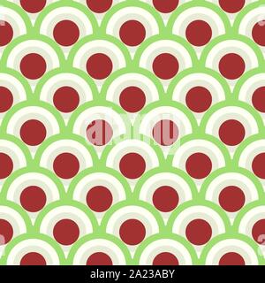 Colorfull seamless pattern with scale circle one inside one. Thematic color palette for events or seasons. Illustrazione Vettoriale