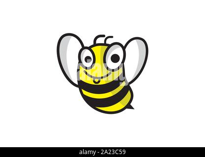 Cartoon Bee logo design template, miele logo design Illustrazione Vettoriale