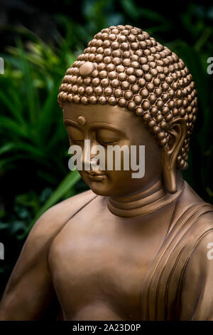 Golden buddha viso vicino fino Foto Stock