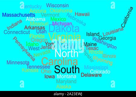 USA word cloud map con le parole tutti i membri nomi illustrazione vettoriale EPS 10 Illustrazione Vettoriale