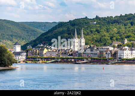 Vecchia città di Boppard nel Rheingau, nel patrimonio mondiale dell UNESCO Valle del Reno superiore e centrale, Germania Foto Stock