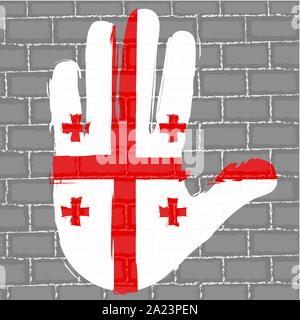 Dipinto a mano con la bandiera della Georgia su un grunge muro di mattoni - Vettore Illustrazione Vettoriale