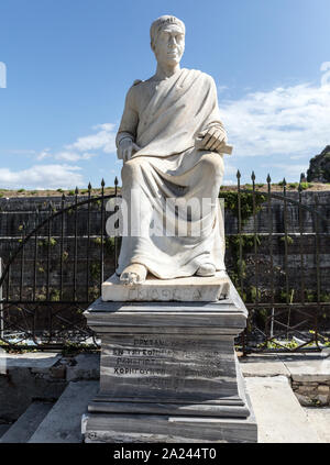 Statua di Porta Maggiori in giardini Borchetto Corfù città isole Greche - Grecia Foto Stock