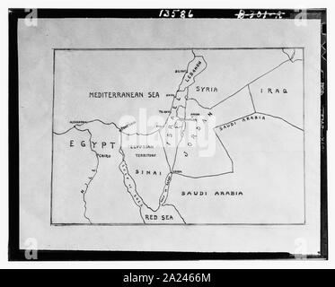 Palestina e Israele soggetti di 1953. Vicino oriente, mappa come nel 1953 (flat) mostra Israele Foto Stock