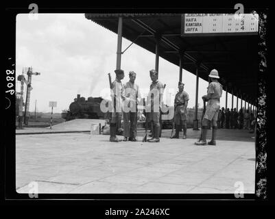 Disturbi della Palestina 1936. I Royal Engineers in corrispondenza della giunzione Lydda Foto Stock