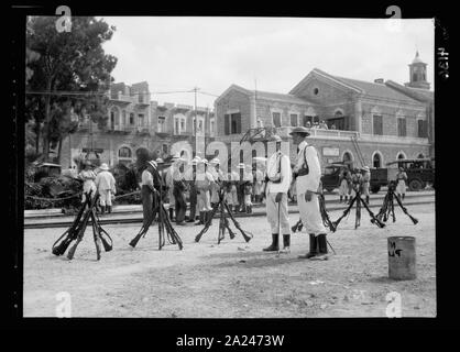 Gli eventi della Palestina. Il 1929 tumulti, agosto 23 a 31. Marines britannici nella stazione di Haifa cantiere Foto Stock