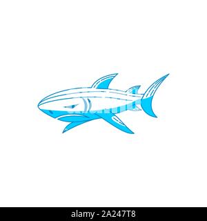 Shark logo aggressivo disegno vettoriale illustrazione isolato Illustrazione Vettoriale