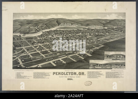 Vista panoramica di Pendleton, o. La sede della contea di Umatilla County. 1884 Note: Questo record contiene dati non verificati da PGA shelflist card.; nome associato sulla scheda shelflist: Beck & Pauli.; Foto Stock