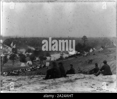 Vista panoramica di accampamento di esercito del Potomac in Cumberland atterraggio, sul fiume Pamunkey, Maggio 1862 Foto Stock