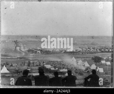 Vista panoramica di accampamento di esercito del Potomac in Cumberland atterraggio sul fiume Pamunkey, Maggio 1862 Foto Stock