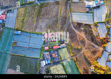 Vista aerea di Tegallalang village e campo di riso terrazza, Bandung, West Java Indonesia, in Asia. Royalty di alta qualità gratuitamente immagini di stock di Bali. Foto Stock