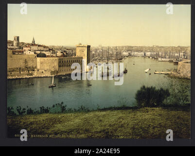 Parte del vecchio porto di Marsiglia, Francia; Foto Stock