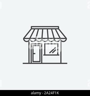 Store logo design, icona store illustrazione vettoriale, store arte lineare Illustrazione Vettoriale