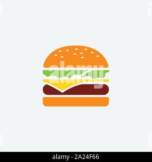 Burger design piatto icona icona hamburger, gustoso burger icona design, illustrazione berger