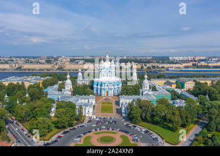 Vista aerea Smolny cattedrale di Saint Petersburg, Russia Foto Stock