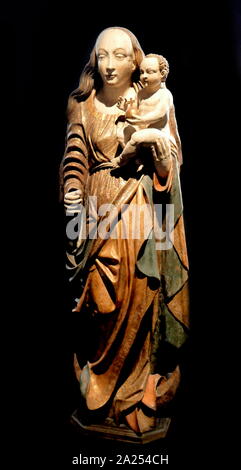 Madonna e Bambino; tedesco meridionale, dipinto e dorato statua in legno. Xvi secolo Foto Stock