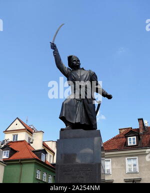 Jan Kilinski monumento, Podwale Street, Varsavia, Polonia. Jan Kilinski (1760 - 1819) fu uno dei comandanti di Kosciuszko insurrezione. Un calzolaio dal commercio, comandò l'Insurrezione di Varsavia del 1794, contro la guarnigione russa a Varsavia. Egli divenne anche un membro del polacco del governo provvisorio. Foto Stock