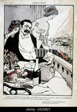 Satirico francese illustrazione del 1909, mostrando Aristide Briand (1862 - 1932). Statista francese che ha servito undici termini come primo ministro di Francia durante il francese Terza Repubblica. Foto Stock