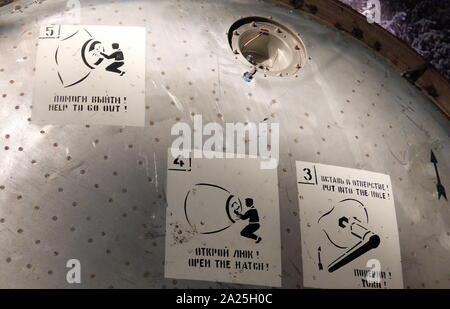 Il modulo di discesa della Soyuz TM-7 veicoli spaziali Foto Stock