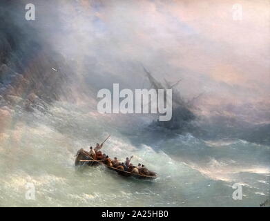 Pittura intitolata 'L'Arcobaleno" da Ivan Aivazovsky. Ivan Konstantinovich Aivazovsky (1817-1900) un russo pittore romantico. Foto Stock