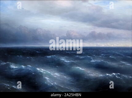 Pittura intitolato " Il Mar Nero' da Ivan Aivazovsky. Ivan Konstantinovich Aivazovsky (1817-1900) un russo pittore romantico. Foto Stock