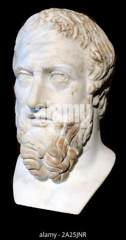 Busto di Erodoto (c. 484 BC - c. 425 BC) un antico storico greco che era nato a Alicarnasso nell'impero persiano (moderno-giorno bodrum, Turchia). Egli è noto per aver scritto il libro di storie, Foto Stock