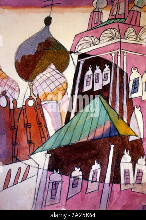 Il Convento Novodevichy, noto anche come monastero Bogoroditse-Smolensky, 1917, da Aristarkh Lentulov Vasilyevich (1882 - 1943), russo avant-garde artista di orientamento cubista che ha anche lavorato sul set di disegni per il teatro. Foto Stock