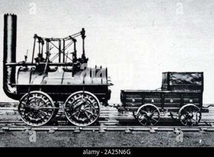 Fotografia di locomozione n. I: La prima locomotiva di Stockton e Darlington ferrovia del 1825. Foto Stock