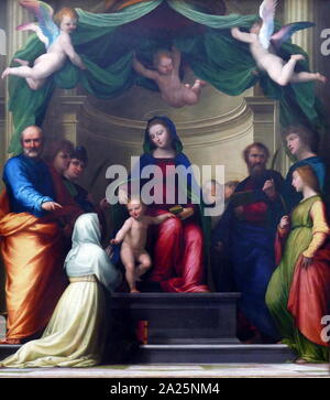 Pittura intitolato " Il matrimonio mistico di Santa Caterina di Siena " da Fra Bartolomeo. Fra Bartolomeo (1472-1517) un italiano pittore rinascimentale. Foto Stock