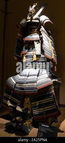 Periodo Edo, Satsuma Samurai armour cuciti con filo blu. (1603 - 1868) Foto Stock