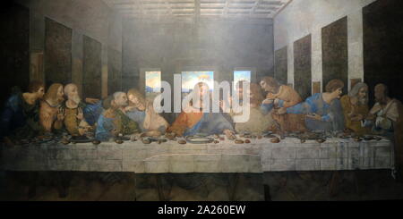 L'Ultima Cena, una pittura murale dall artista italiano Leonardo da Vinci Foto Stock