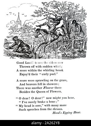 Un illustrato estratto da "l'Epping hunt' da Thomas Hood. Thomas Hood fu un poeta inglese, autore e umorista. Datata del XIX secolo Foto Stock